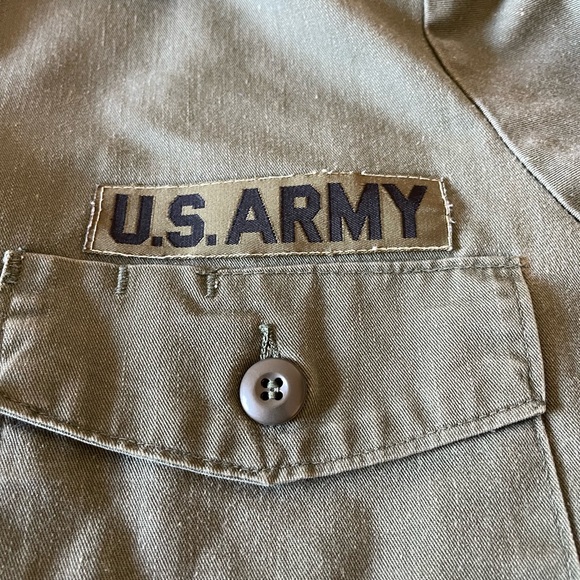 Army Fatigue Blouse Shirt | Olive Green | Mens 14 1/2 X 33 | Airborne Patch - Picture 3 of 8